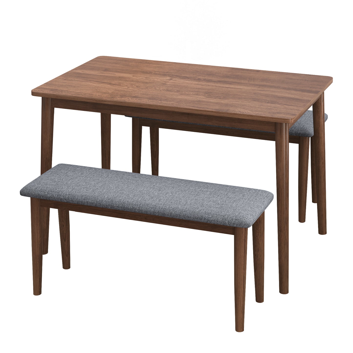 Burchard 3pc Dining Set Table with 2 Benches- Walnut