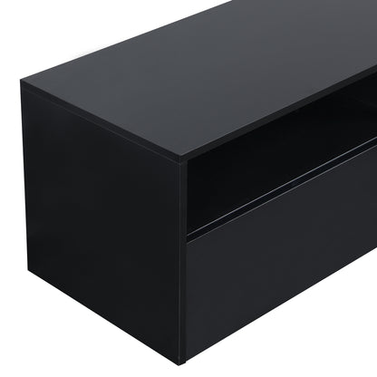 Sata TV Stand with Wall Mounted Floating Storage - Black