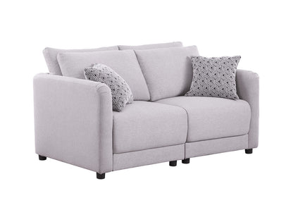 Penelope Fabric Loveseat with Pillows - Light Gray