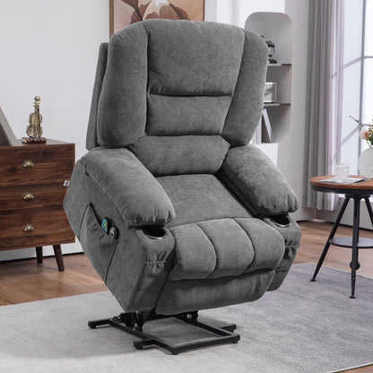 Kenzo Power Lift Recliner Chair Sofa with Vibration Massage and Heat - Gray