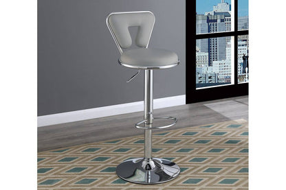 Vita Adjustable Bar stool  Faux Leather Chrome Base - Gray  Set of 2