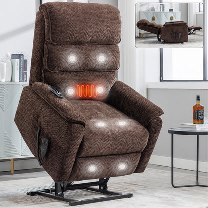 Hannah Power Lift Chenille Recliner Chair with Heat Massage - Brown