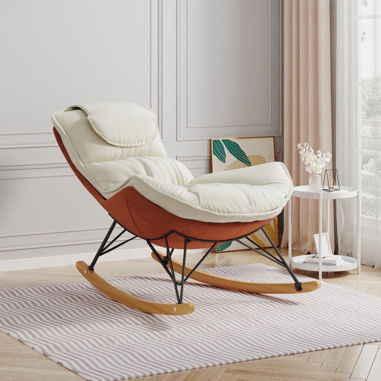 Jasper Sofa Single Rocking Chair - White