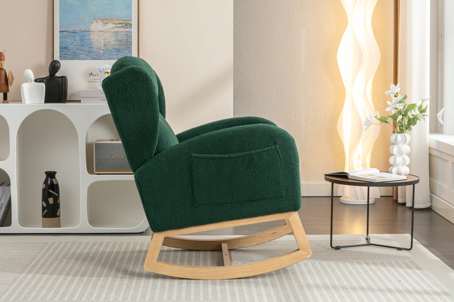 Nadia Teddy Fabric Rocking Chair - Green