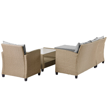 Lorimer 4 Pc Outdoor Patio Rattan Sectional Sofa Set - Gray