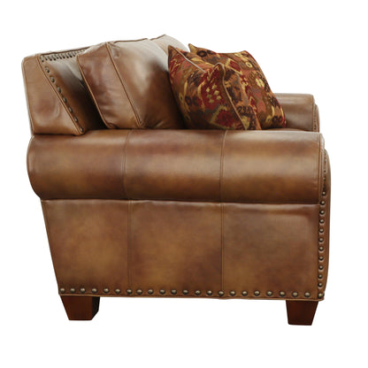 Kian Rustic Leather Collection Loveseat - Tan