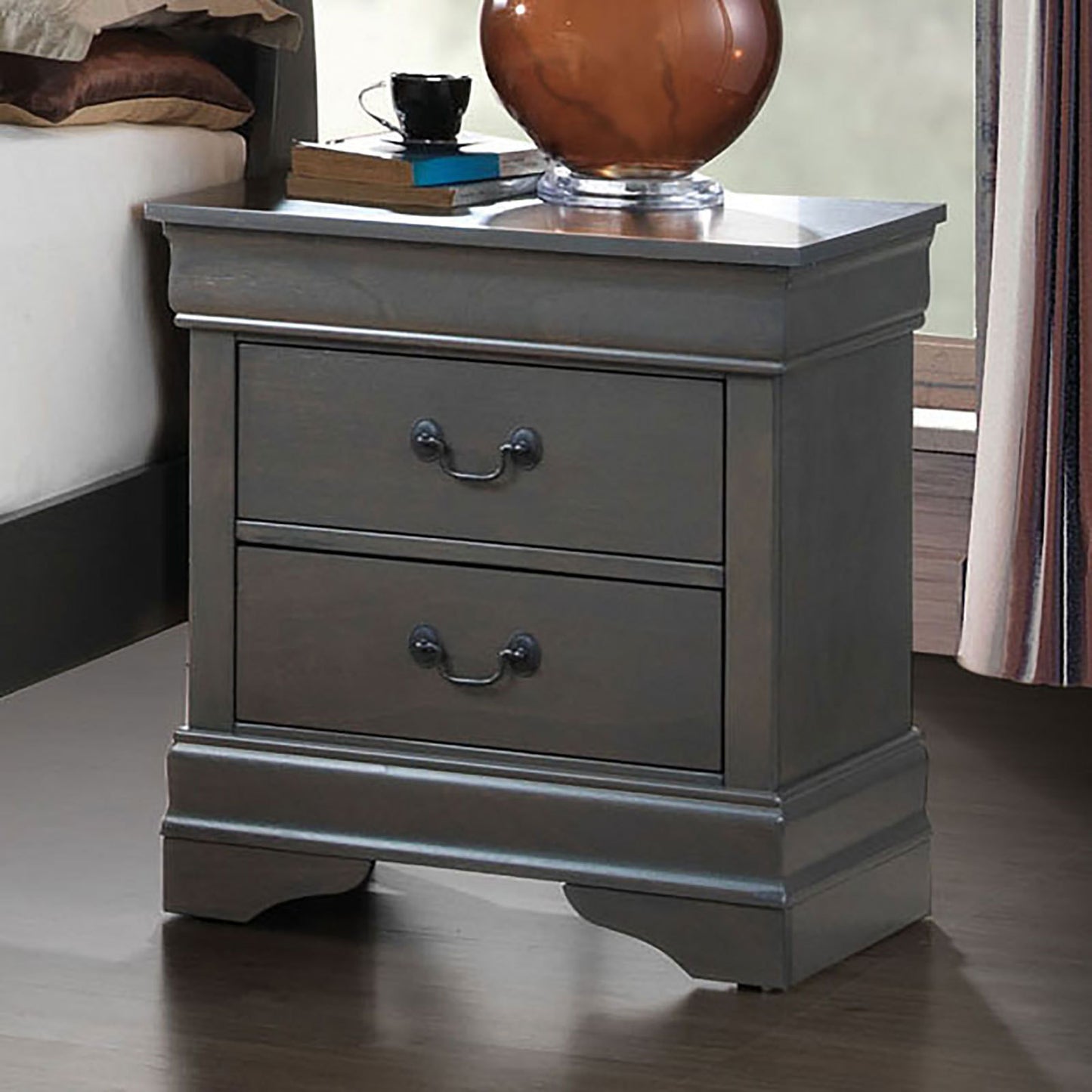 English Antique Solid wood  Nightstand - Gray