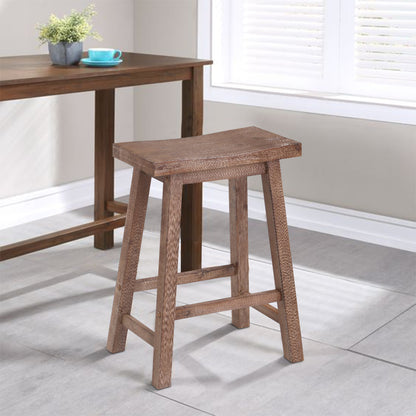 Wooden Frame Saddle Seat Counter Height Stool - Brown