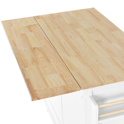 Culinary  Kitchen Cart with Countertop With Barn Door - White