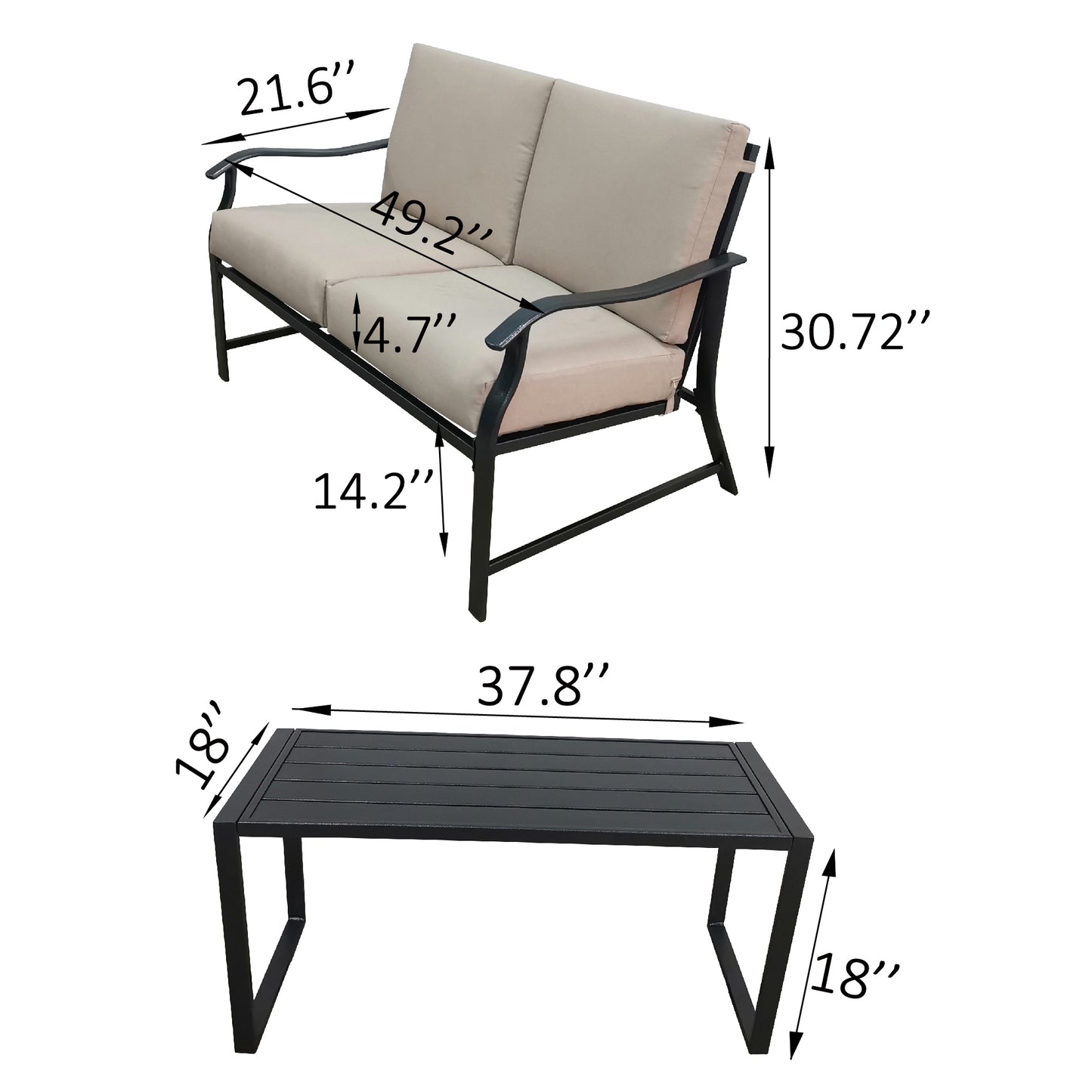 Francisco 5 Pc Outdoor Patio Loveseat Set - Brown