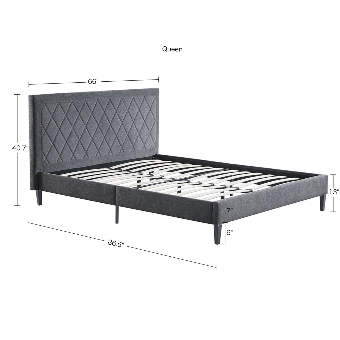 Rowen Queen Platform Bed - Charcoal