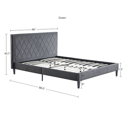 Rowen Queen Platform Bed - Charcoal