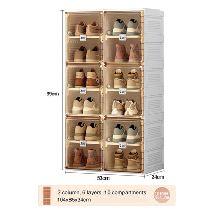 NUS Portable Shoe cabinet -  Brown+White