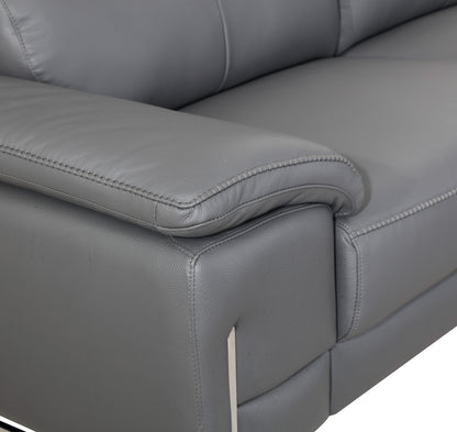 Travis Top Grain Italian Leather Loveseat - Dark Gray