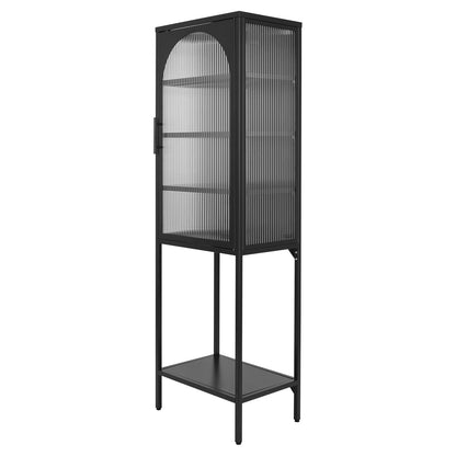 Tempered Glass High Cabinet - Black