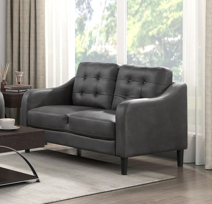 Neo Loveseat Button Tufted Contoured Arms - Gray