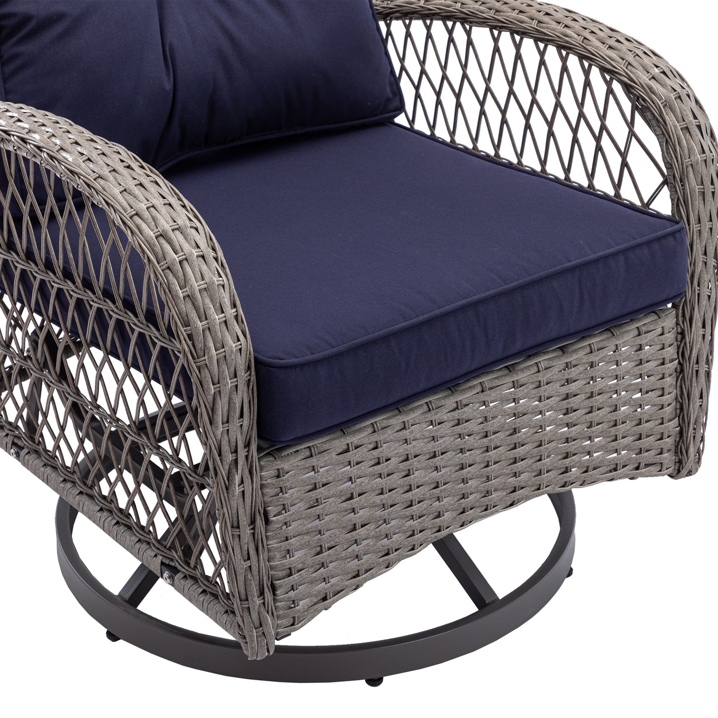 Tompkins 3 Pc Outdoor Swivel Rocker Patio Chairs - Navy Blue