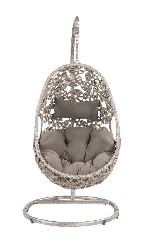 Sigar Patio Hanging Chair with Stand -  Light Gray