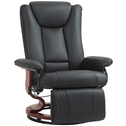 Evan Manual Swivel Recliner Chair with Footrest - Black