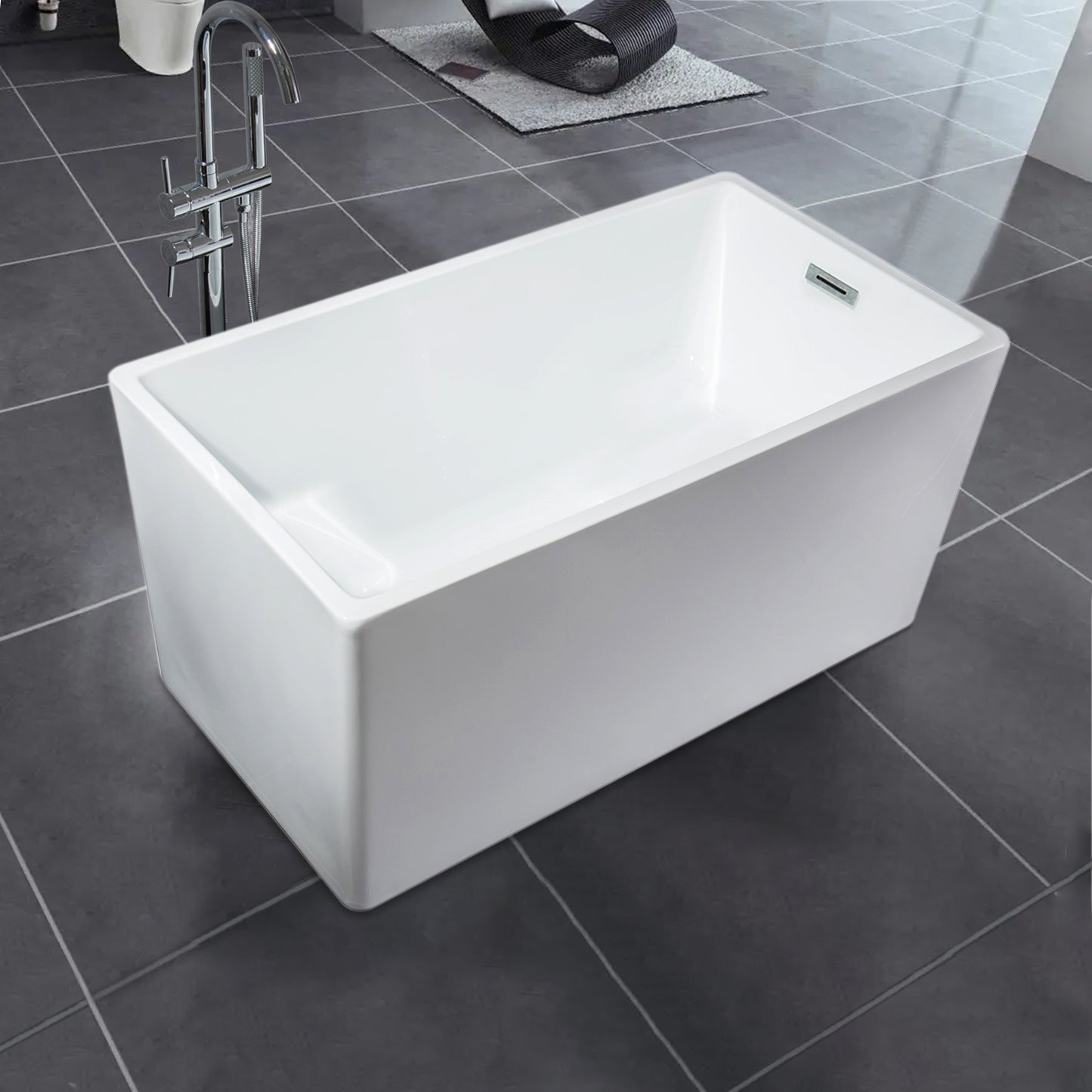 Zess  67" Solid Surface Freestanding  Bathtub  - White