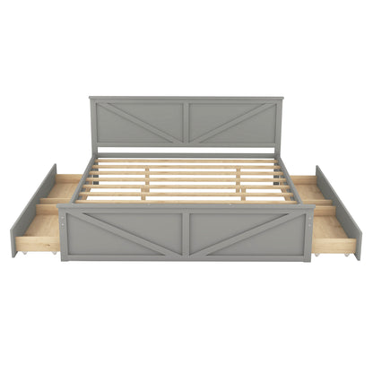 Xena King Size Wooden Platform Bed - Gray