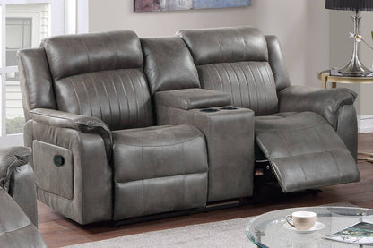 Cooper Manual Motion Loveseat w Console - Blue+Grey