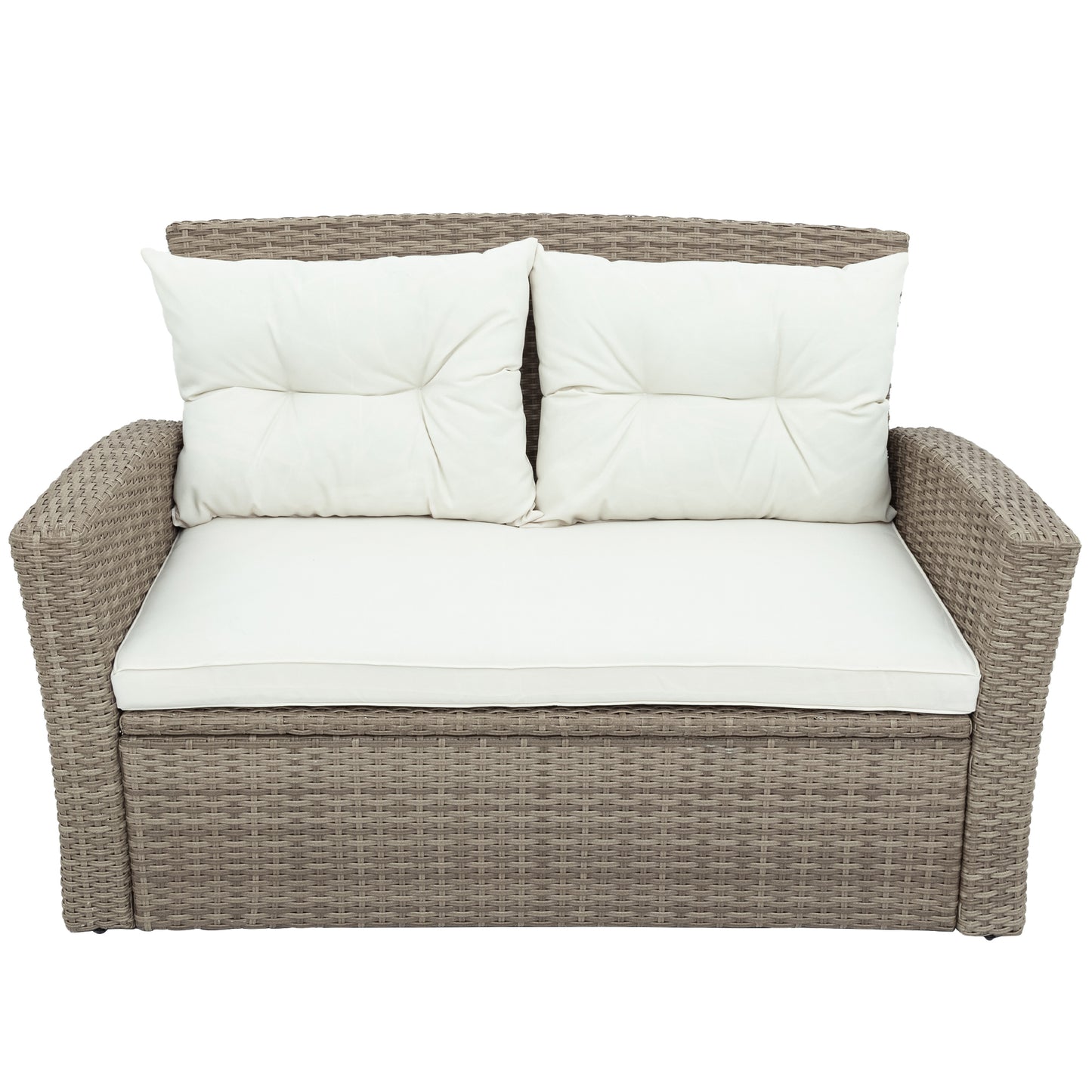 Liu 4 Pc Outdoor Patio Rattan Sectional Sofa Set - Beige