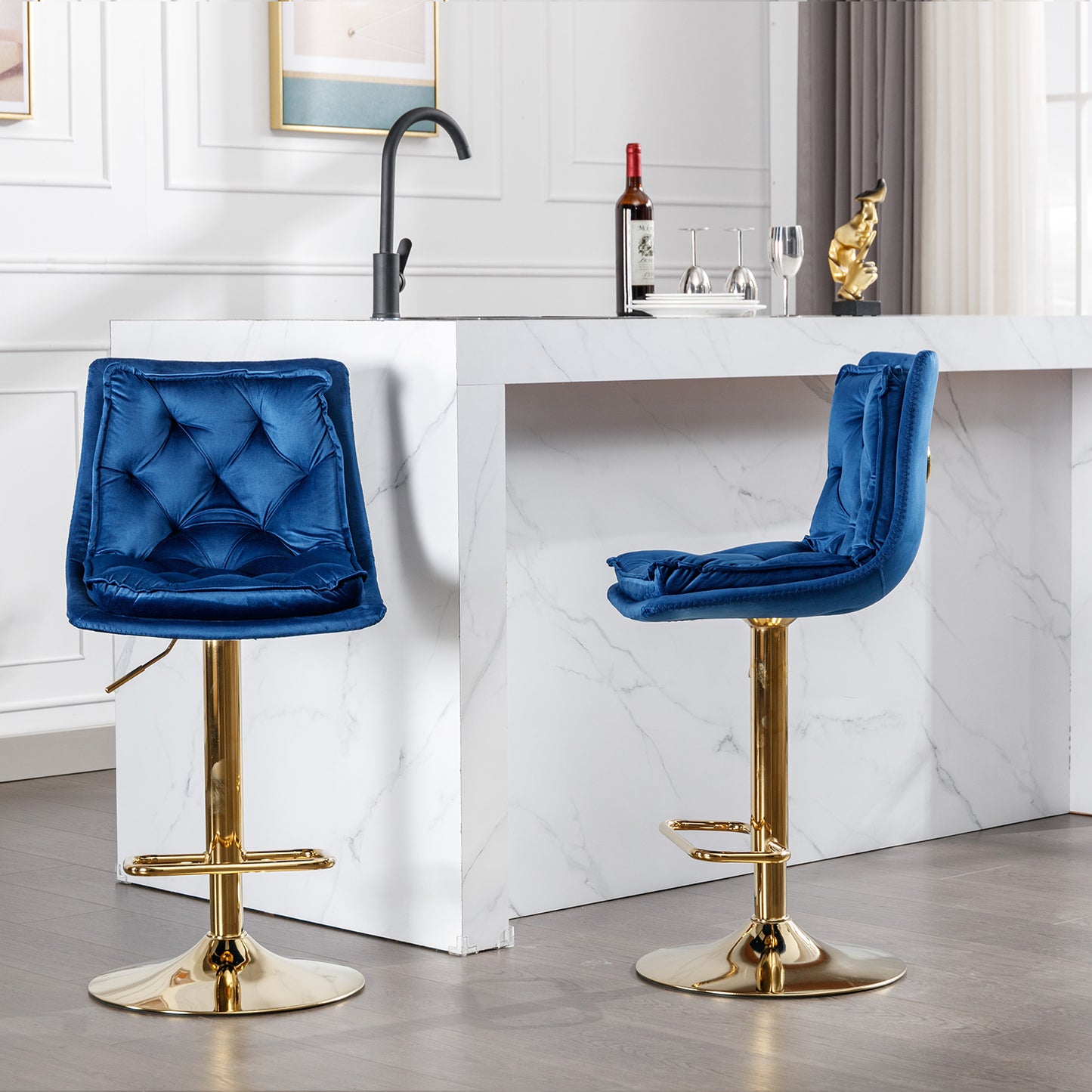 Valor Swivel Bar Stools - Blue Set of 2