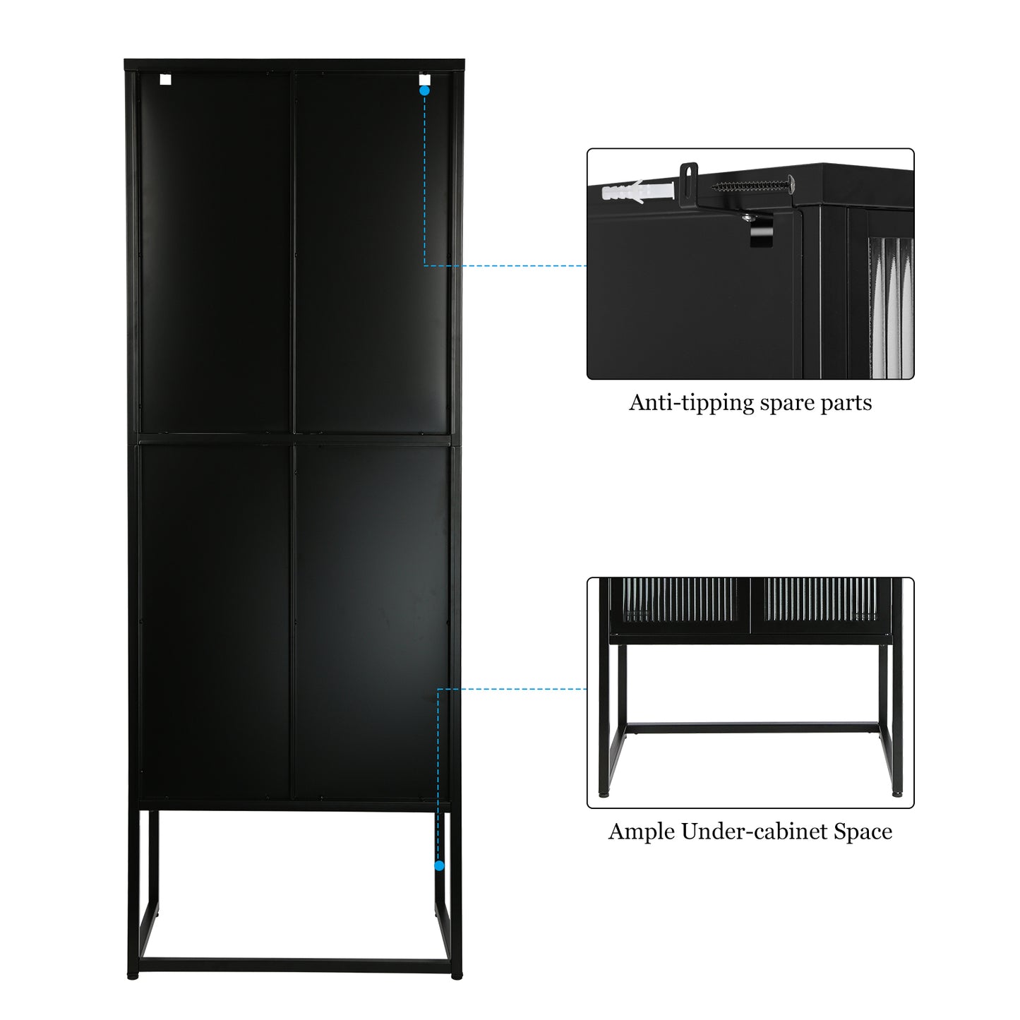 Nera II Tempered Glass Cabinet - Black