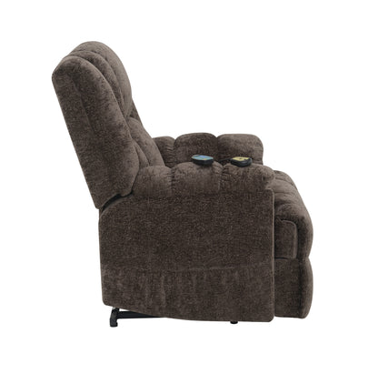 Pacay Velvet Power Recliner w/Lift, Heating & Massage - Brown