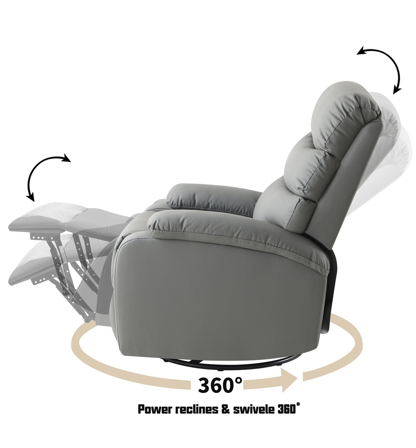 Lexi 360 Degree Swivel Rocking Recliner Chair - Light Gray