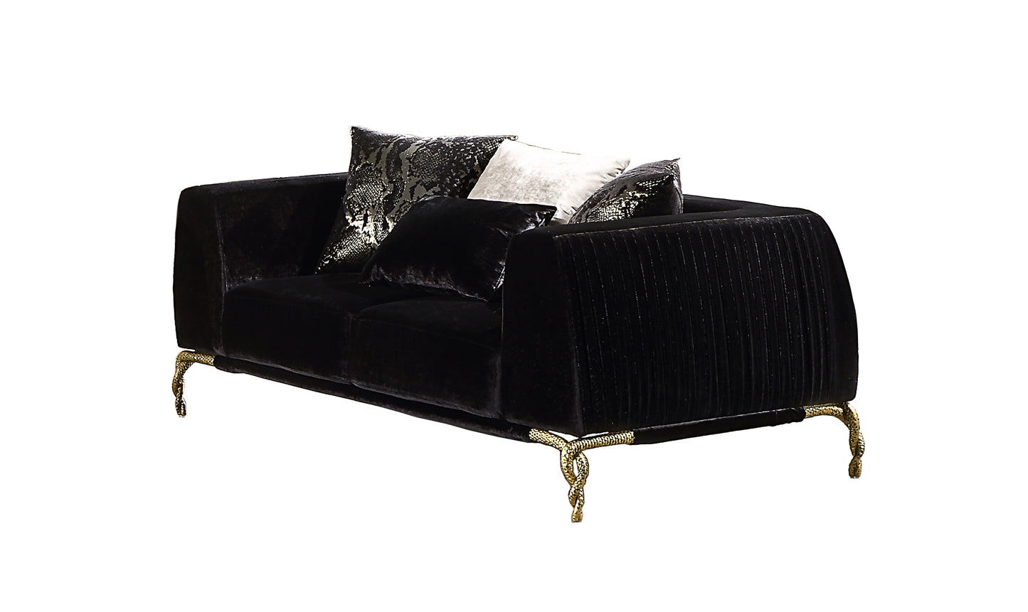 Swanson Velvet Loveseat - Black