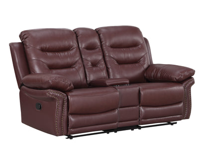 Rowan Reclining Console Loveseat - Burgundy