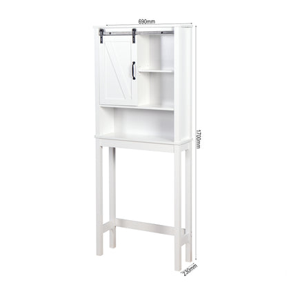 Barn Door Over-the-Toilet Storage Cabinet  - White