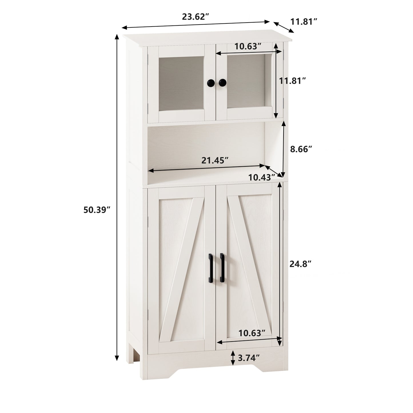 Dara 4 Door Storage Cabinets With LED Light - White