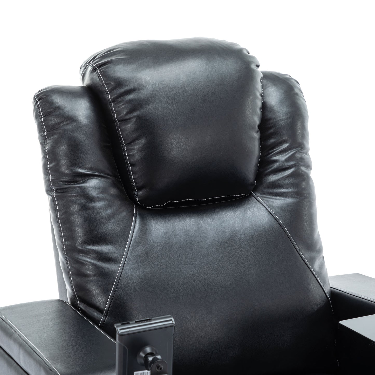 Otto PU Leather Power Recliner r with Surround Sound -Tray Table - Black