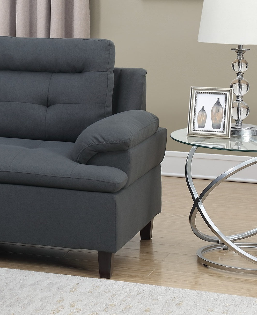 Lar Sectional Fabric Sofa w Ottoman - Dark Gray