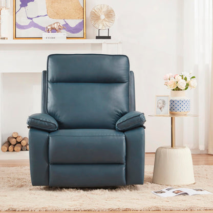 Emma Oversized Leather Power Recliner with USB Port - Dark Blue