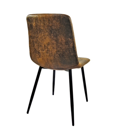 Ona Suedette Dining Chairs with Black Metal Leg (Set of 2) - Brown