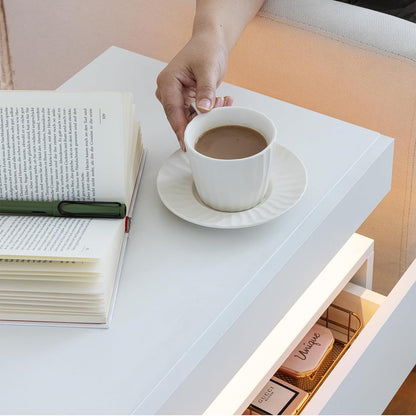 The Gate LED Nightstand with 2 Drawers - Pink+White