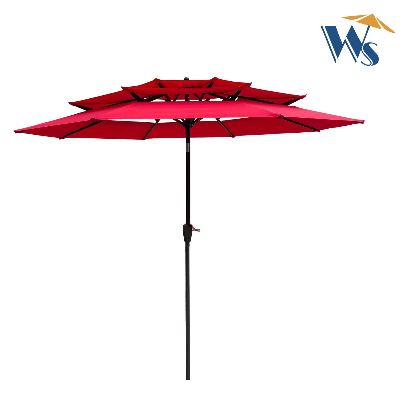 Zamora 9 ft 3-Tiers Outdoor Patio Umbrella with Crank  - Red