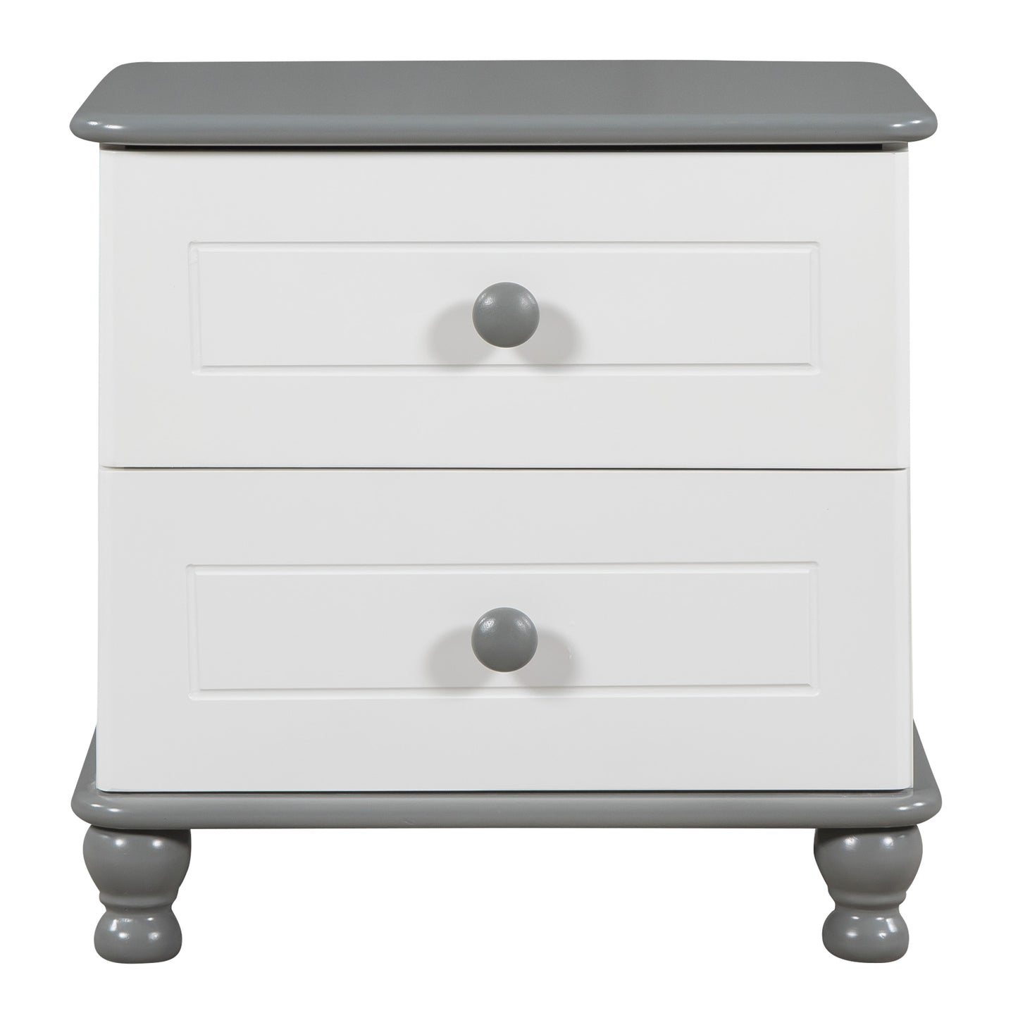 Kaito Wooden Nightstand - White+Gray