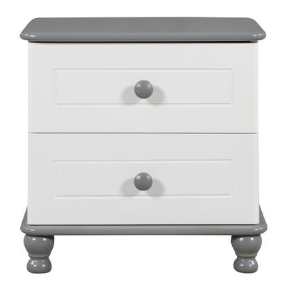 Kaito Wooden Nightstand - White+Gray