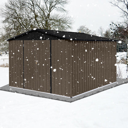 Homer 10 X 8 ft Metal Garden Sheds Outdoor Storage - Brown+Black