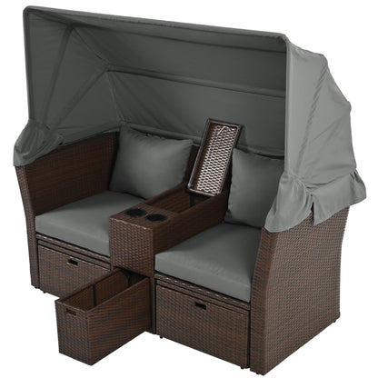 Ginson 2-Seater Outdoor Patio Daybed - Gray