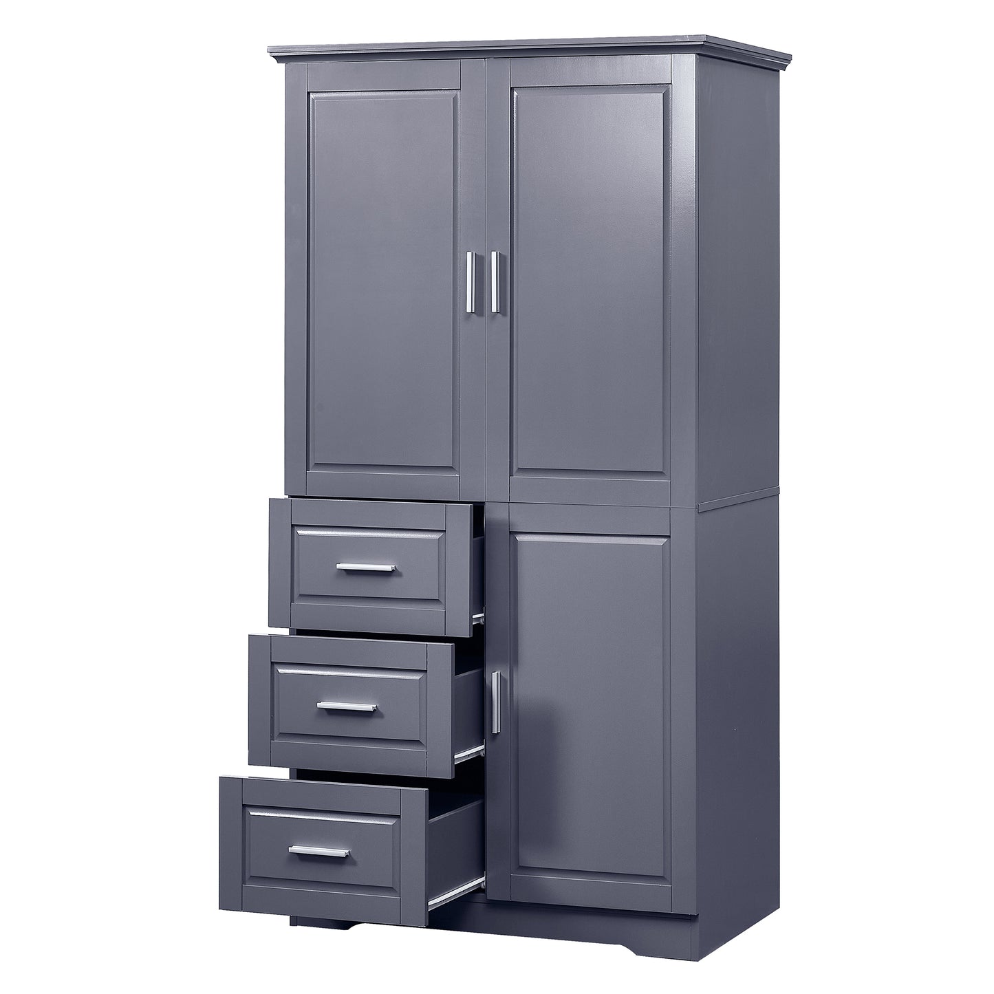 Lofty Cabinet with Doors Three Drawers - Grey