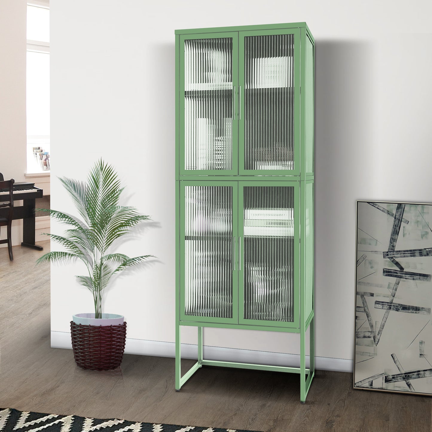 Nera II Tempered Glass Cabinet - Mint Green