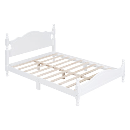 Quarto II Full Size Wood Platform Bed Frame - White