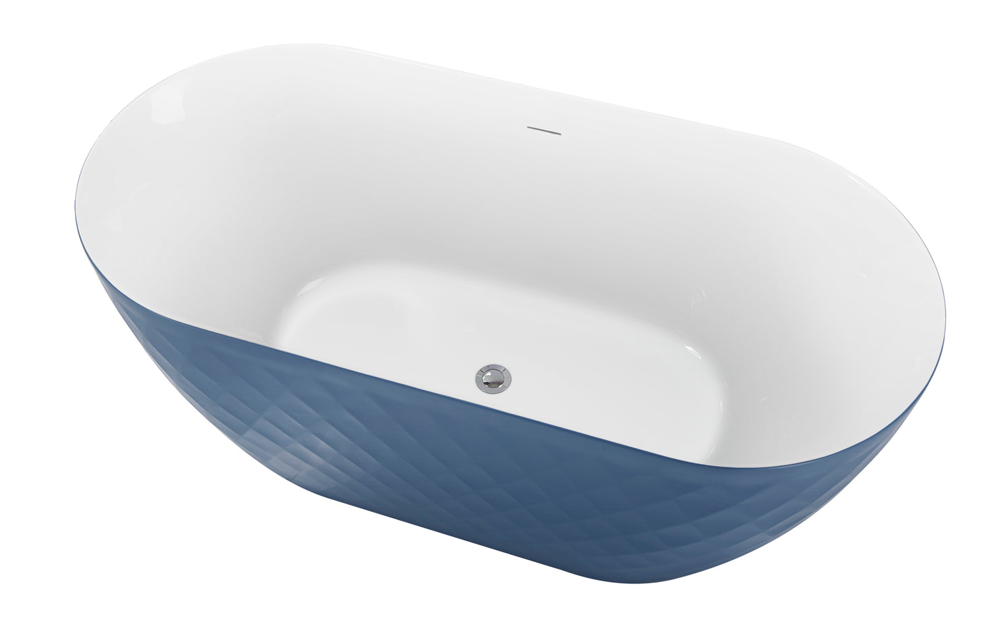 Karat 59'' Oval Acrylic Freestanding Soaking Bathtub - White+Blue