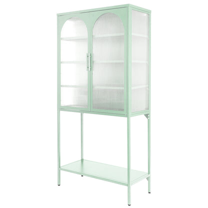 Arched II Glass Doors Floor Cabinet - Mint Green